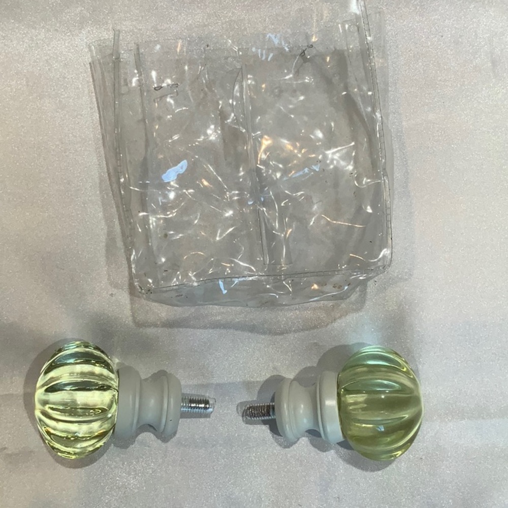 Set of Two Glass Finials or Drawer Pulls